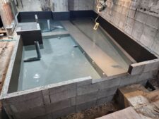 施工完了後、水張り試験